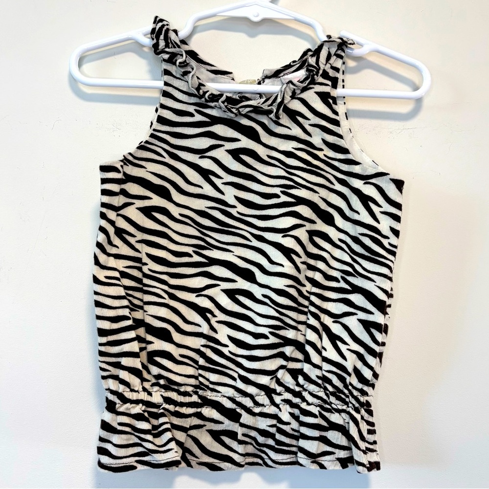Janie and Jack Zebra Stripe Gauze Tank Top Safari Pink Tag Girl 12-18 Months